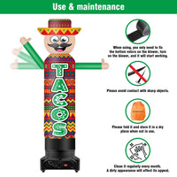 9FT Tall Inflatable Wavers Tacos Inflatable Tube Man (18''Diameter) (Blower Not Included) - goodeny