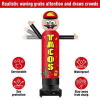 9FT Tall Inflatable Wavers Tacos Inflatable Tube Man (18''Diameter) (Blower Not Included) - goodeny