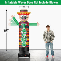 9FT Tall Inflatable Wavers Tacos Inflatable Tube Man (18''Diameter) (Blower Not Included) - goodeny
