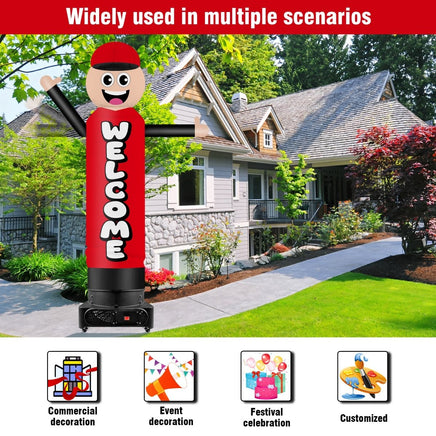 9FT Tall Inflatable Wavers Welcome Inflatable Tube Man (18''Diameter) (Blower Not Included) - goodeny