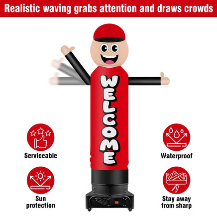 9FT Tall Inflatable Wavers Welcome Inflatable Tube Man (18''Diameter) (Blower Not Included) - goodeny