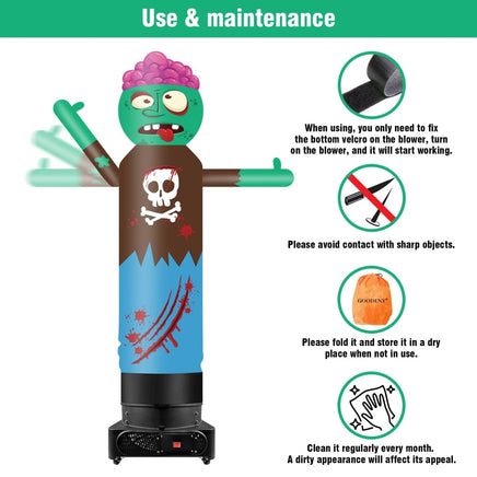 9FT Tall Inflatable Wavers Zombie Inflatable Tube Man (18''Diameter) (Blower Not Included) - goodeny