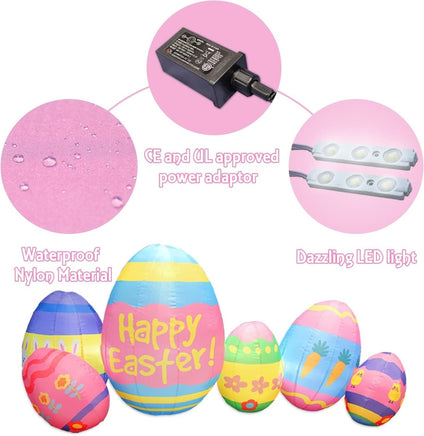 Easter Eggs Blow Up Yard Decorations with Build - in LED Light - goodeny