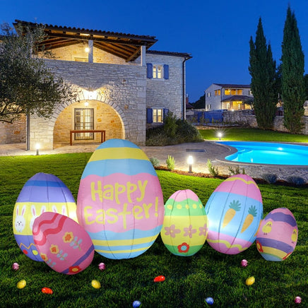 Easter Eggs Blow Up Yard Decorations with Build - in LED Light - goodeny