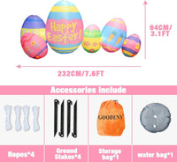 Easter Eggs Blow Up Yard Decorations with Build - in LED Light - goodeny