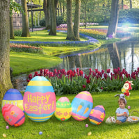 Easter Eggs Blow Up Yard Decorations with Build - in LED Light - goodeny